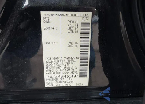 2013 Nissan Altima 2.5 z USA, uszkodzony, nr VIN 1N4AL3AP5DN461492